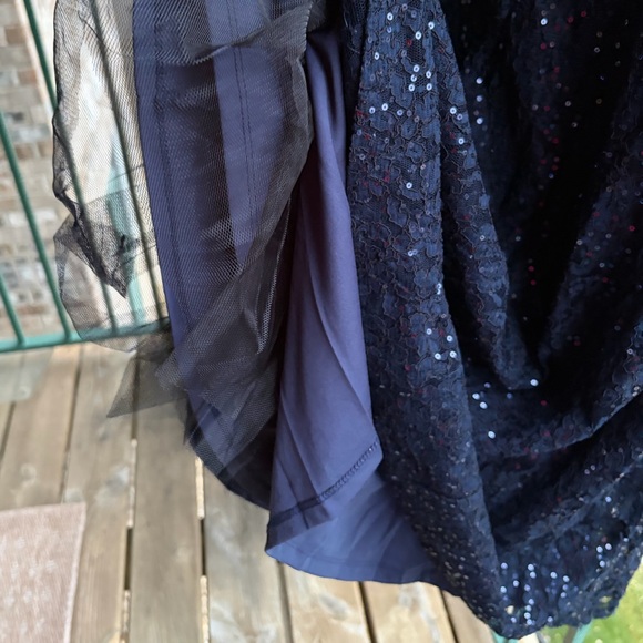 🆕 SLNY Navy Blue Sequin LaceL Dress Size 10 Gown Mother of the Bride Party - Picture 12 of 17